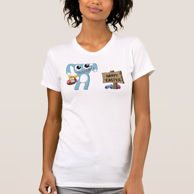 Osterhasen wünscht Frohe Ostern T-Shirt (Vorderseite)