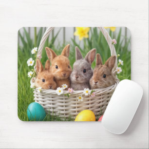 Osterhasenbabys in einem Korb Mousepad