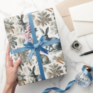 Osterhasenpapier - Weiß und Grau weich Geschenkpapier