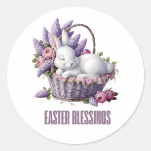 Osterhass - Bunny & Blume Basket Runder Aufkleber