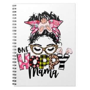 Osterhoppe Mama Messy Bun Mama Bunny Leopard Notizblock