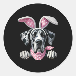 Osterhund Hase Frühling Great Dane Hund Osterei  Runder Aufkleber