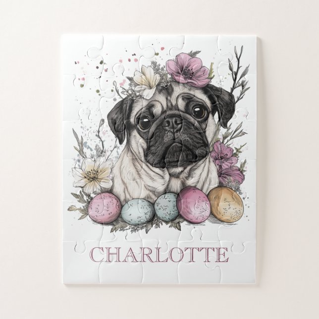 Osterhund niedlicher Mops (Vertikal)