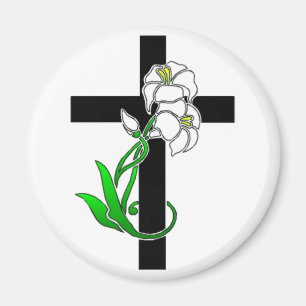 Osterilien und Kreuz Magnet