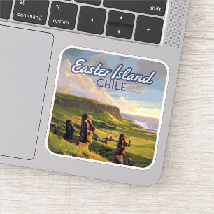 Osterinsel Chile Moai Rapa Nui Polynesia Retro Aufkleber