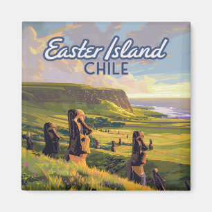 Osterinsel Chile Moai Rapa Nui Polynesia Retro Magnet