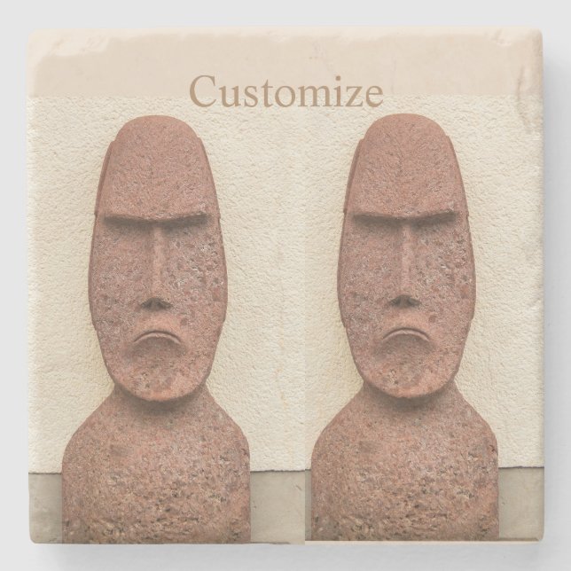 Osterinsel Moai Kopf Thunder_Cove Steinuntersetzer (Vorderseite)
