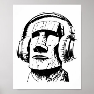 Osterinsel Moai mit Kopfhörern, Isla De Pascua Poster