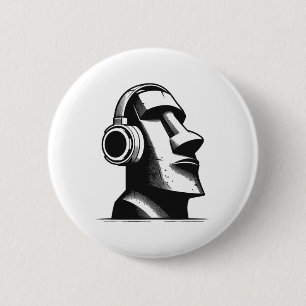 Osterinsel Moai Statue Kopfhörer Musik Lover F Button