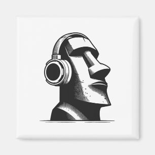 Osterinsel Moai Statue Kopfhörer Musik Lover F Magnet