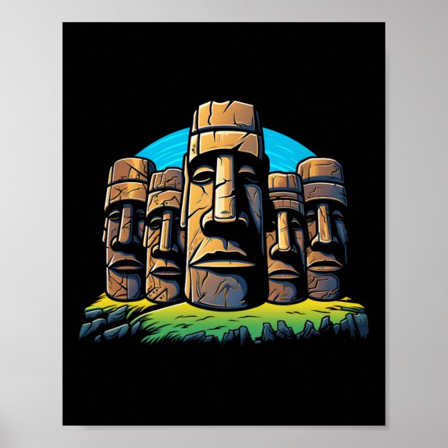 Osterinsel-Ostertag der Moai Heads Niedlich Poster (Vorne)