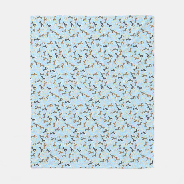 Osterische Dackel (blau) Fleecedecke (Vorderseite)