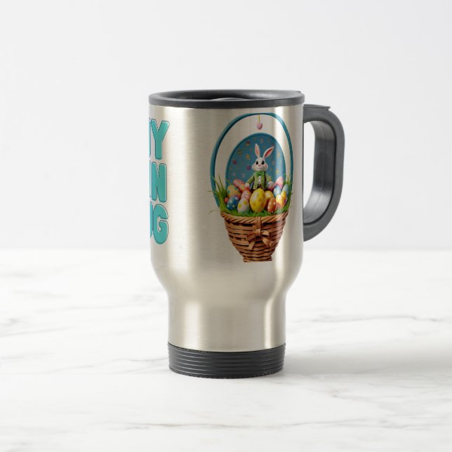 Osterische Tasse, Hase, Eier Reisebecher (VorderseiteRechts)