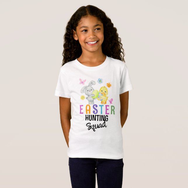 Osterjagd Squad Niedlich Bunny and Chick T-Shirt (Vorne ganz)