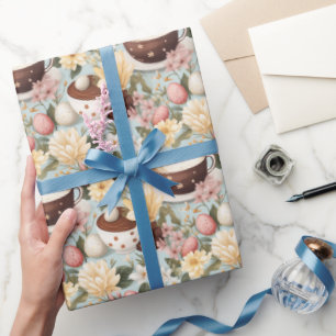 Osterkaffee Brunch Frühlingsblumenmuster Geschenkpapier