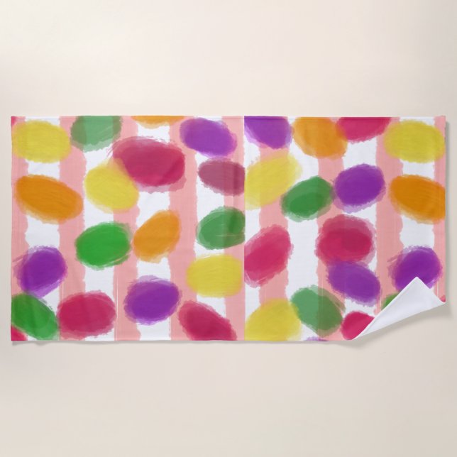 Osterkanen Rosa Streifen Strandtuch (Vorderseite)