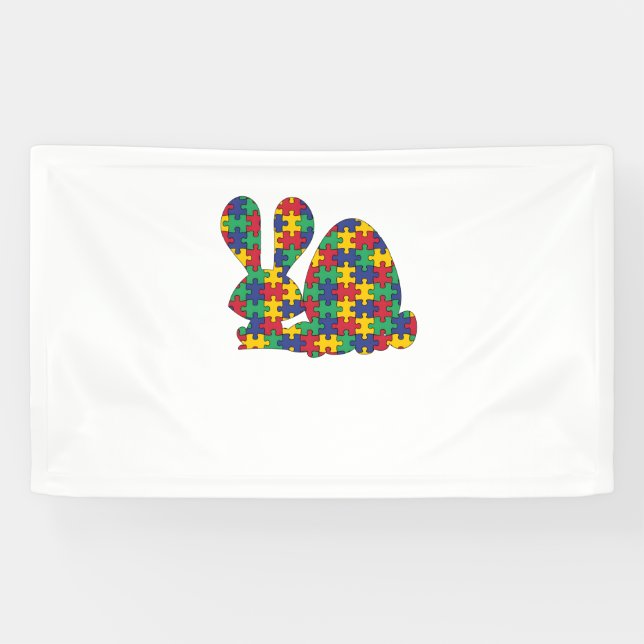 Osterkaninchen Autismus Bewusstsein Puzzle Piece A Banner (Horizontal)