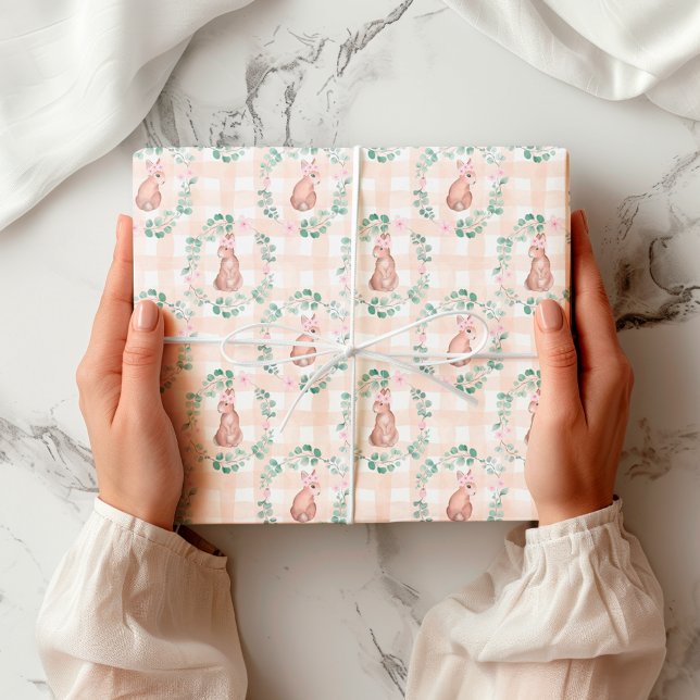 Osterkaninchen Bunny Wunny Pink Muster Geschenkpapier (Von Creator hochgeladen)