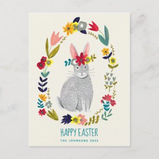 Osterkaninchen Hasen Graublütenblüte zeichnend Postkarte