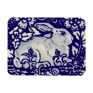 Osterkaninchen Künstlerisches Bunny Blau Weiße Blu Magnet