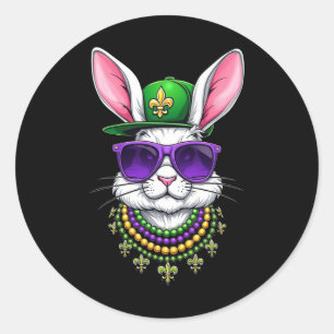 Osterkaninchen Mardi Gras Beads Fleur-de-lis Perfe Runder Aufkleber