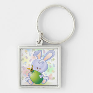 Osterkaninchen mit Ei und Blume Schlüsselanhänger