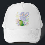 Osterkaninchen mit Ei und Blume Truckerkappe<br><div class="desc">Niedlicher Osterhase mit Ei</div>