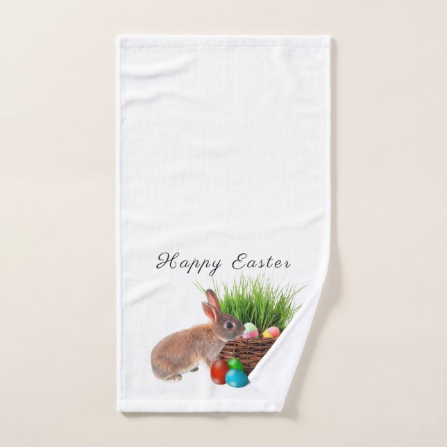 Osterkaninchen mit Holiday Eggs Badezimmer Handtuch (Handtuch)
