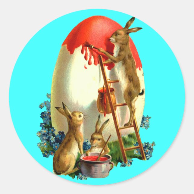 Osterkaninchen Runder Aufkleber (Vorderseite)