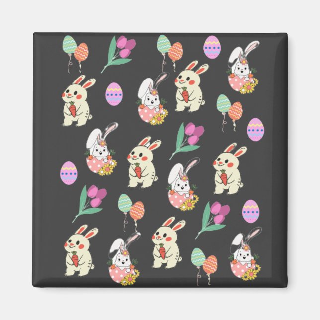 Osterkaninchen und -eier magnet (Vorne)