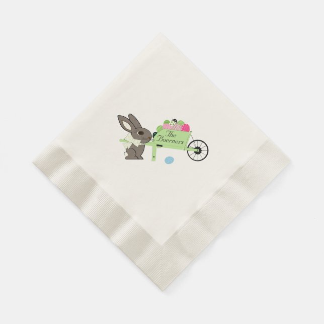 Osterkaninchen w Rollkarren Eier Papageien Napkins Serviette (Ecke)