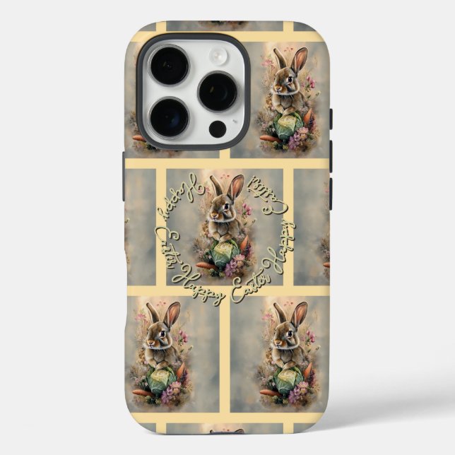 Osterkaninchengarten Blumendesign iPhone 16 Pro Hülle (Rückseite)