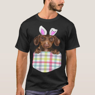 OsterKarierte braune Dackel Hunde in Tasche T-Shirt