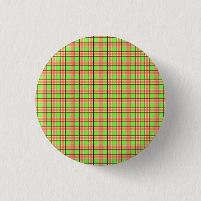 Osterkarotusfarben Kariertes Muster Button (Vorderseite)