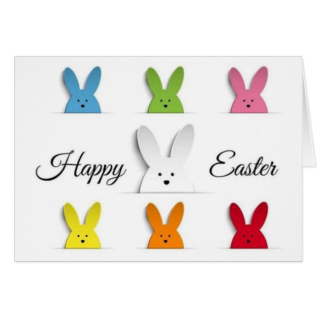 Osterkarte - Bunter Hase (Vorderseite (Horizontal))