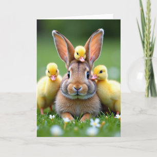 Osterkarte Freundschaft von Häschen und Vögeln Karte