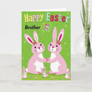 Osterkarte für Bruder mit gestreiftem Kaninchen Karte