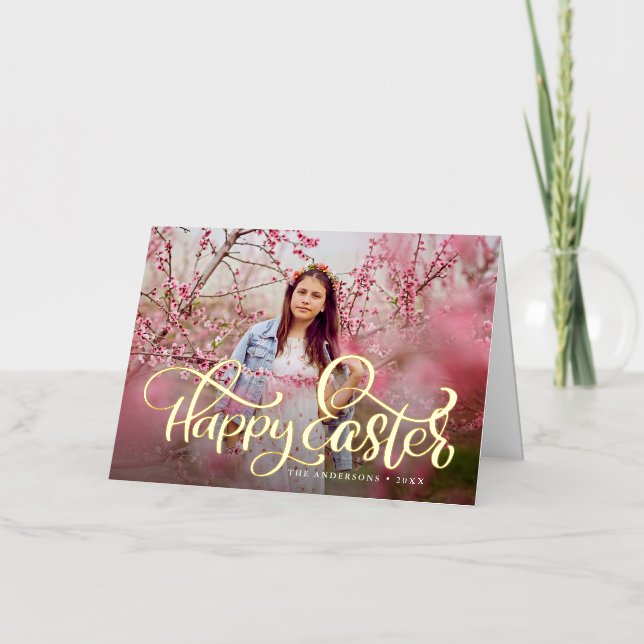 Osterkarte für das handgeschriebene Foto Goldfoil (Vorderseite)