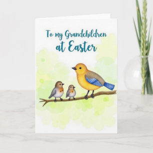 Osterkarte für Enkelkinder mit Frühlingsvögeln Karte