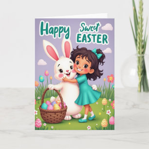 Osterkarte für Mädchen und Häschen zum Glückstag Karte