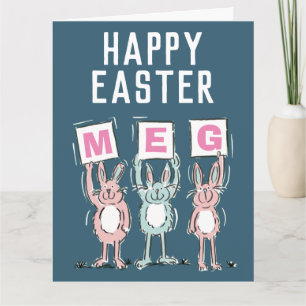 Osterkarte mit 3-Buchstaben-Namen Frohe Ostern Karte