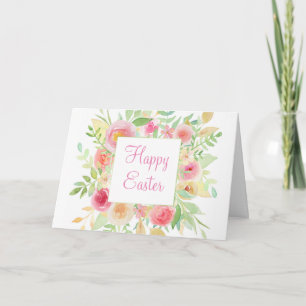 Osterkarte mit Aquarellblumen Karte
