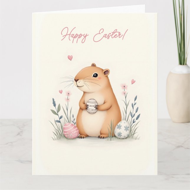 Osterkarte mit Capybara in Pastellfarben Karte (Vorderseite)