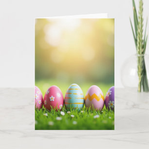 Osterkarte mit dekorierten Frühlings-Eiern Karte