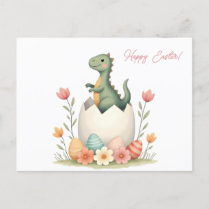 Osterkarte mit Dinosaurier in Pastellfarben Feiertagspostkarte