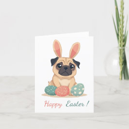Osterkarte mit einem Foto eines Mops Feiertagskarte