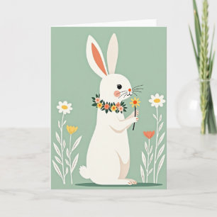 Osterkarte mit floralem Hasenmotiv Karte