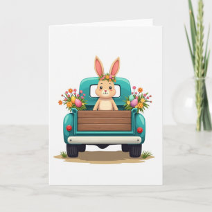 Osterkarte mit Hase im LKW Karte
