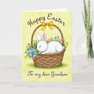 Osterkarte mit Hasen im Korb Frühling Karte