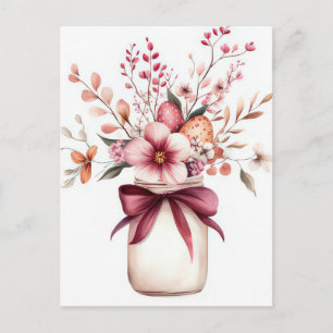 Osterkarte mit Ostereiern und Blumen Postkarte